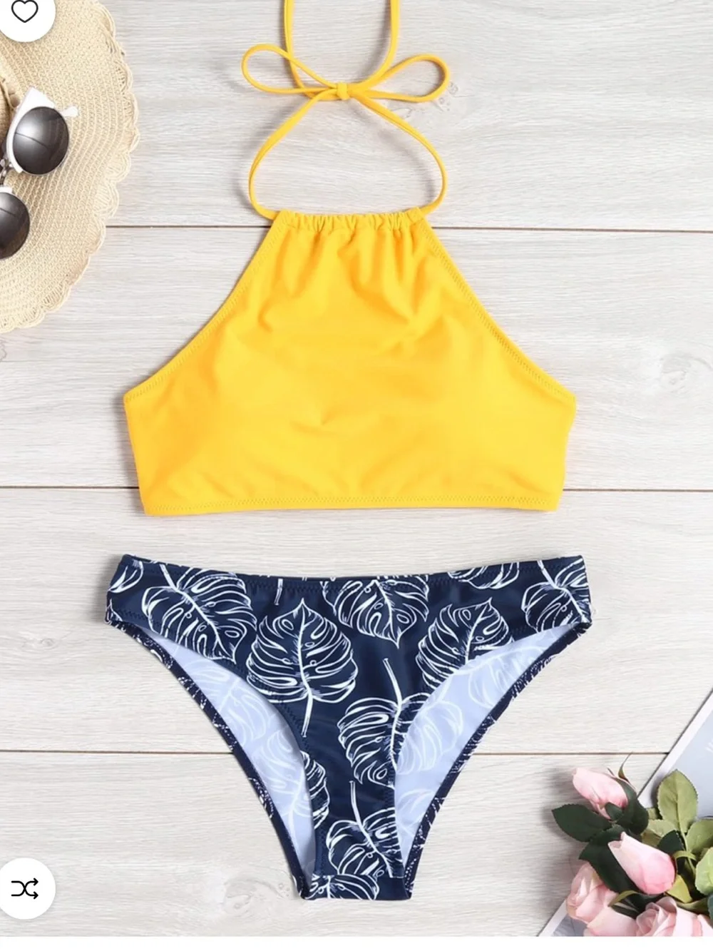 Ekouaer Halter Bikini Sets High Neck Bathing Suits Top 2 Piece Full Coverage
